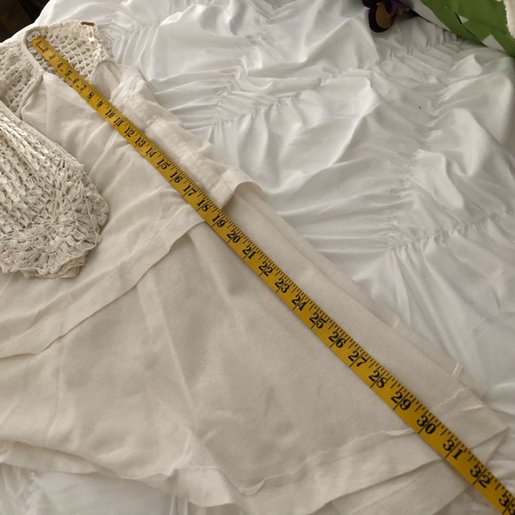 BEAUTIFUL Free People Castaway crochet sleeve top ivory women’s small oversized - Picture 9 of 13